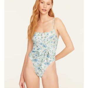 J Crew $90 Topstitched Tie Waist One Piece Floral OnePiece Size 14 BF206